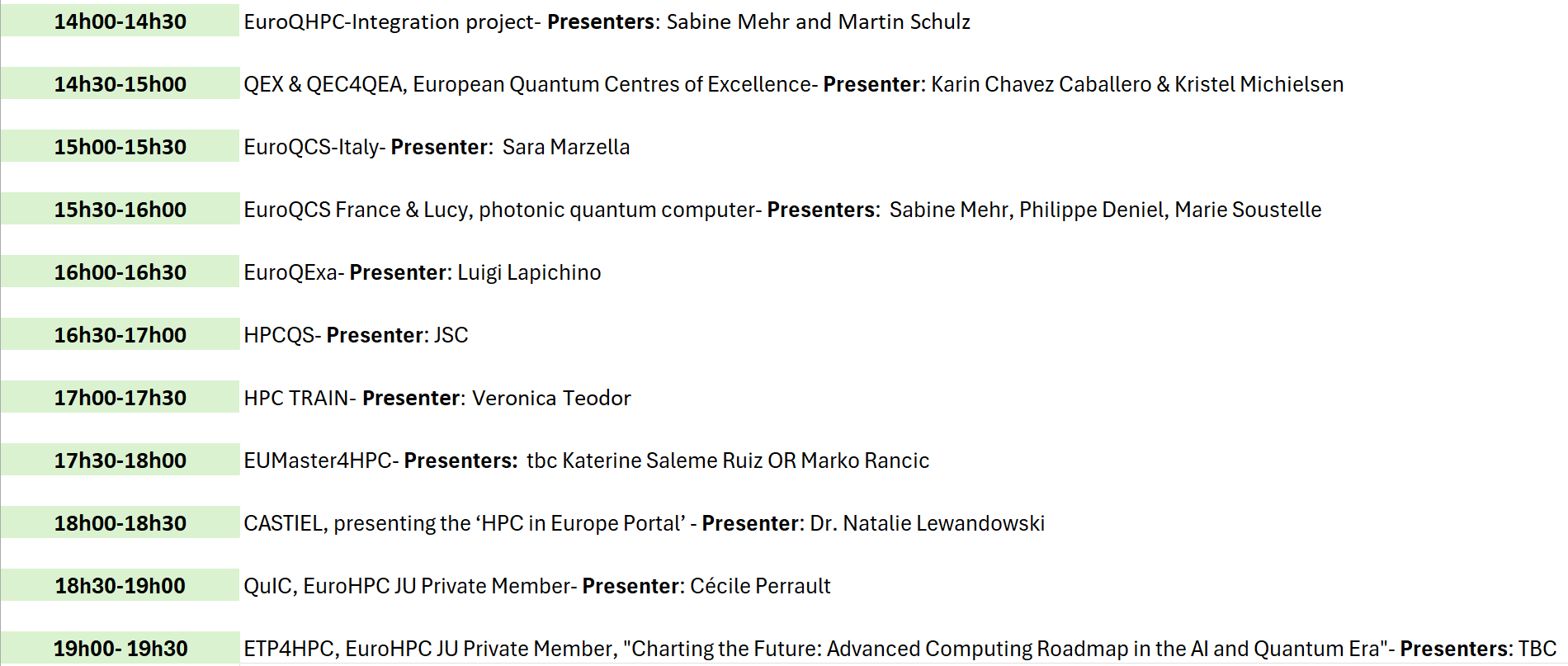 ISC 2026 Presentation schedule DAY 1