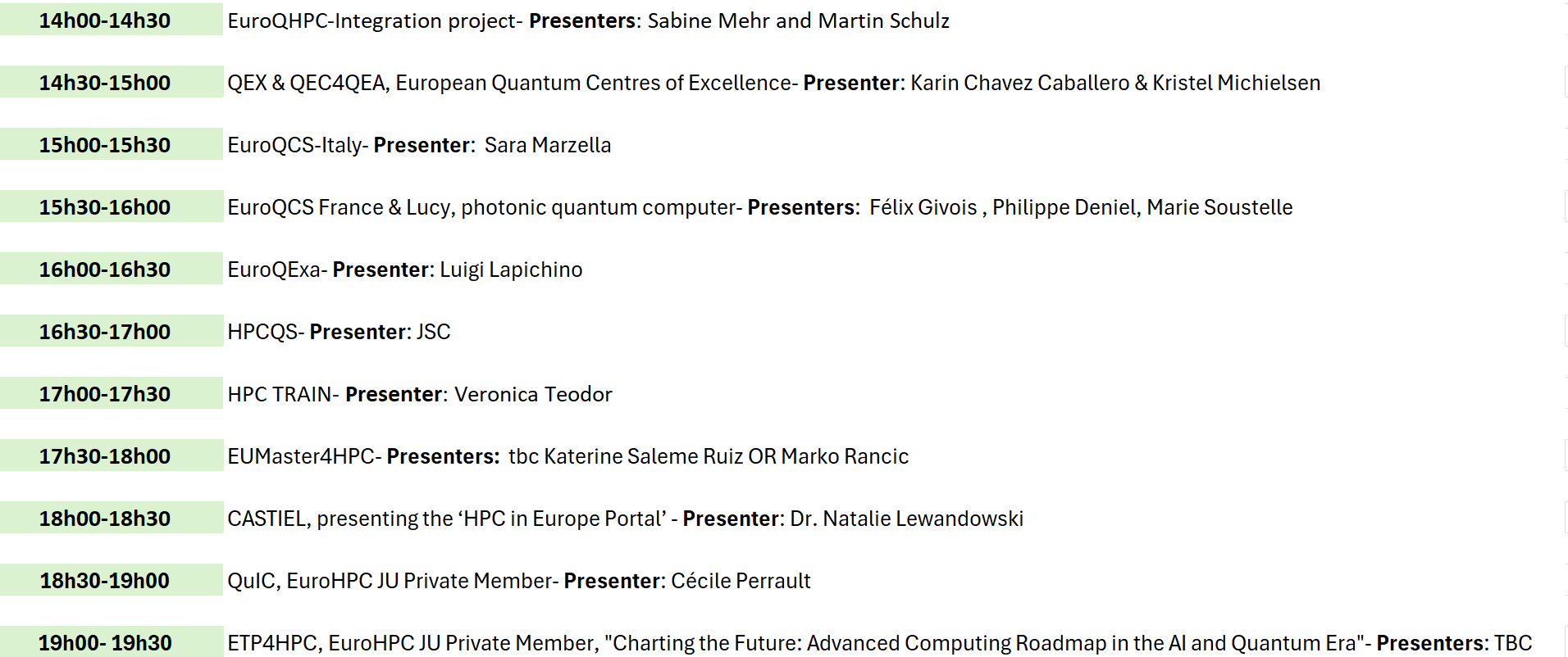 ISC 2026 Presentation schedule DAY 1