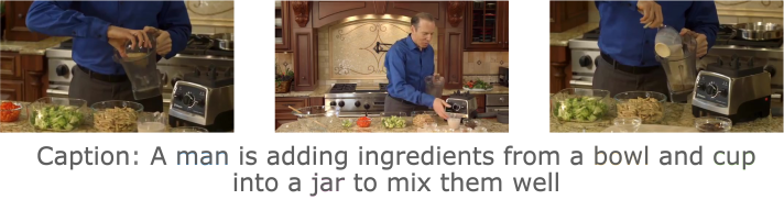 shows stills from a video sequence of a man adding ingredients to a bowl