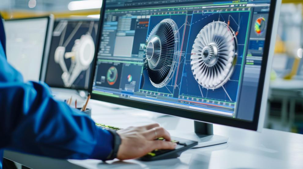A man running some turbine simulations on a computer