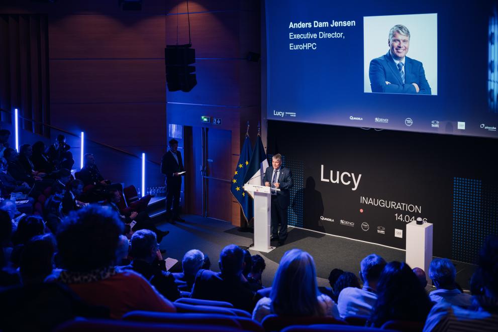 Anders Jensen, Executive Director of EuroHPC JU delivering a speech at the inauguration of Lucy, EuroHPC quantum computer located near Paris
