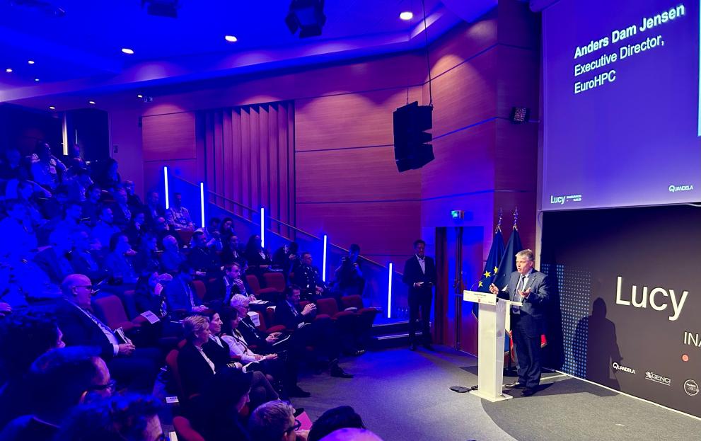 Anders Jensen, Executive Director of EuroHPC JU delivering a speech at the inauguration of Lucy, EuroHPC quantum computer located near Paris