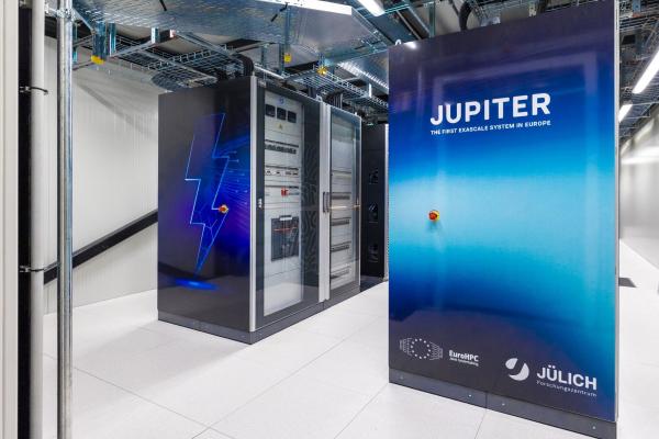 View into one of the seven IT rooms with racks of the JUPITER booster